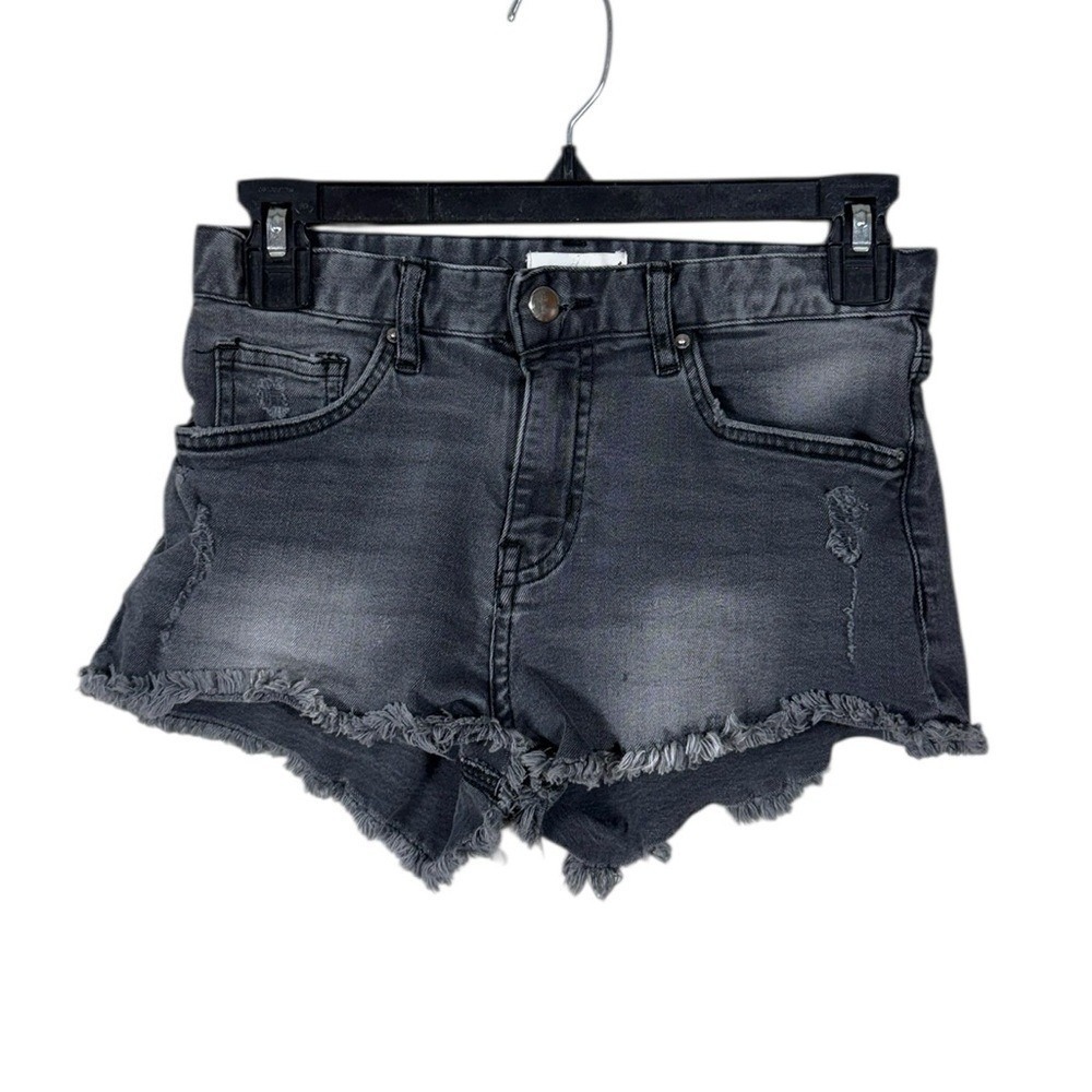 Vintage Y2K H&M Low Rise Micro Mini Jean Short Size 4 Distressed Festival Black